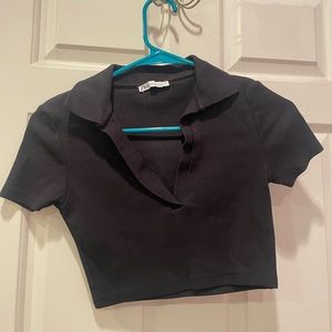 Zara polo cropped tee
